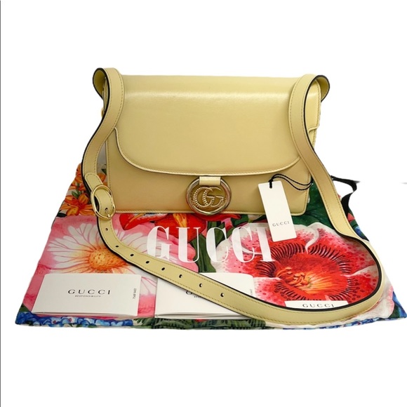 Gucci New GG Azalea Ring Logo Butter Yellow Leather Shoulder Timeless Purse Bag - Picture 3 of 15